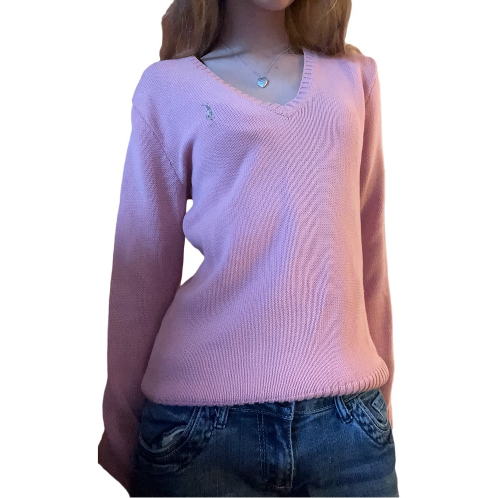 Pink V-neck ralph lauren sweater